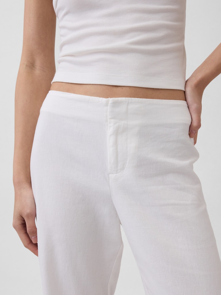 Low Rise Linen-Blend Flare Pants