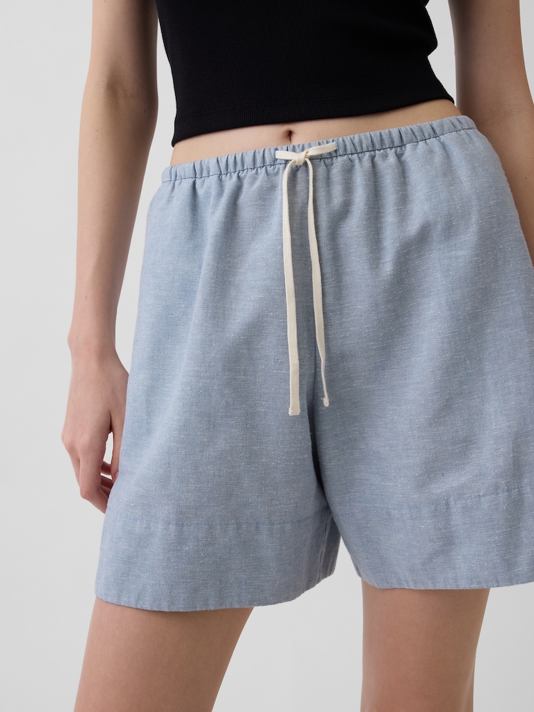 Linen-Blend Easy Shorts