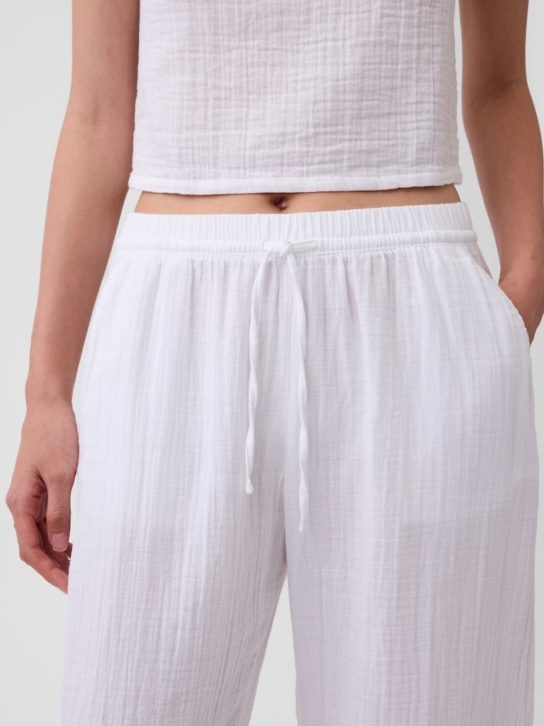Cotton Gauze Barrel Joggers