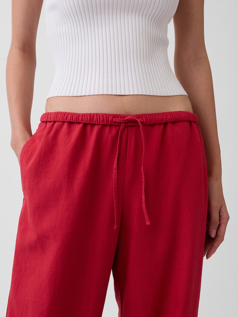 Linen-Blend Easy Wide-Leg Pants