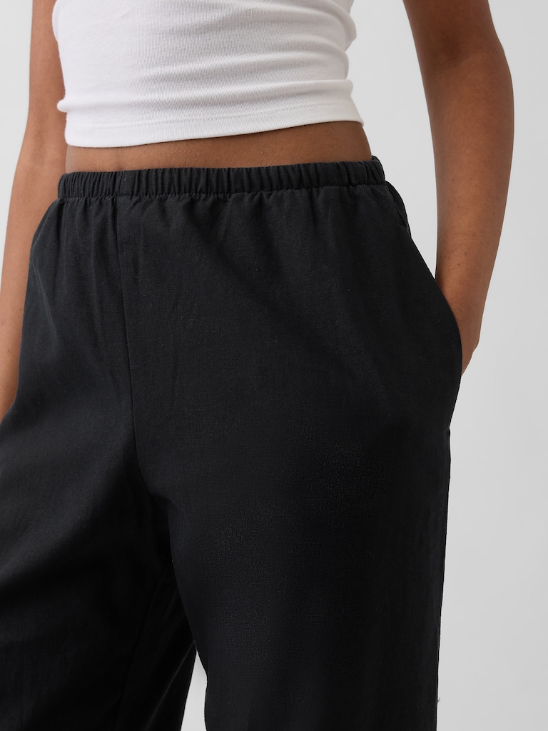 Linen-Blend Easy Wide-Leg Pants