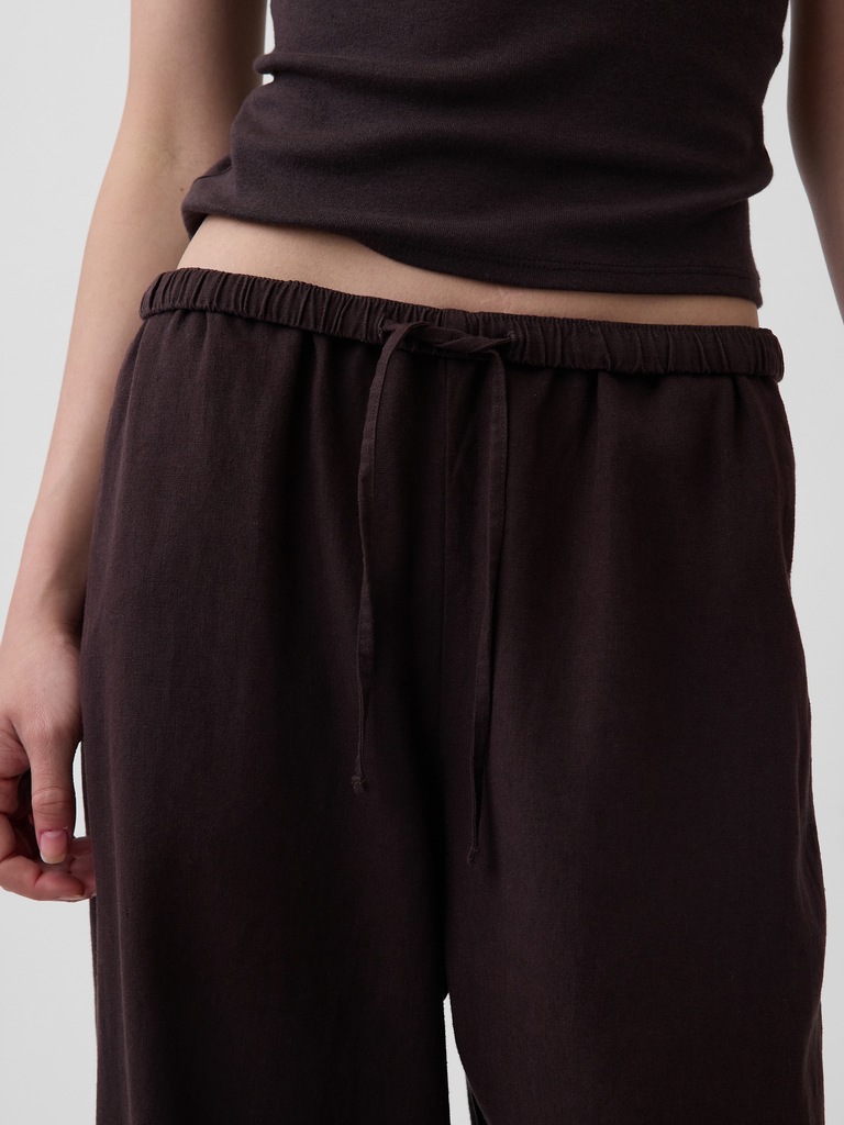 Linen-Blend Easy Wide-Leg Pants