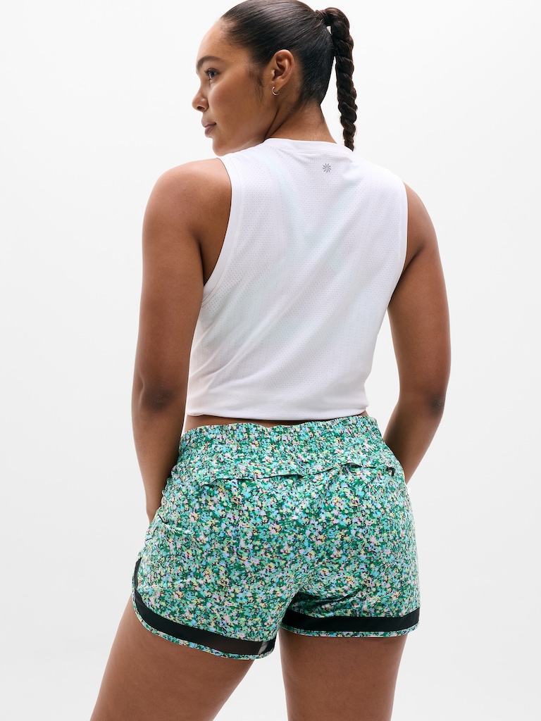 Mesh Racer Run Mid Rise 4" Short