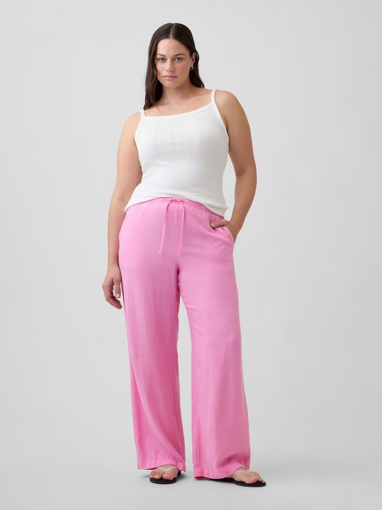 Relaxed Linen-Blend Wide-Leg Pants