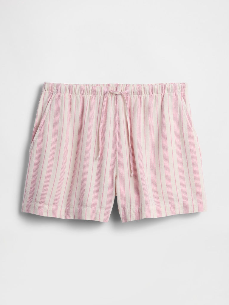 4" High Rise Pull-On Linen-Blend Shorts