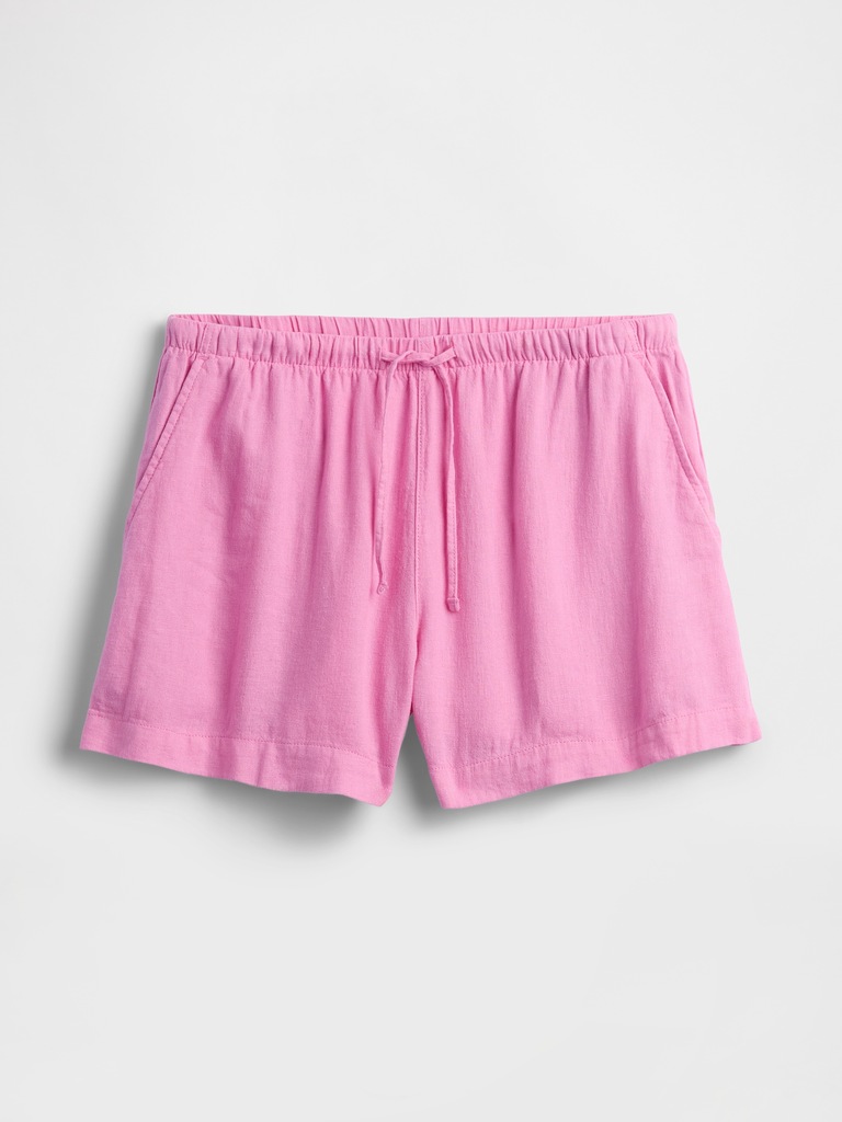 4" High Rise Pull-On Linen-Blend Shorts