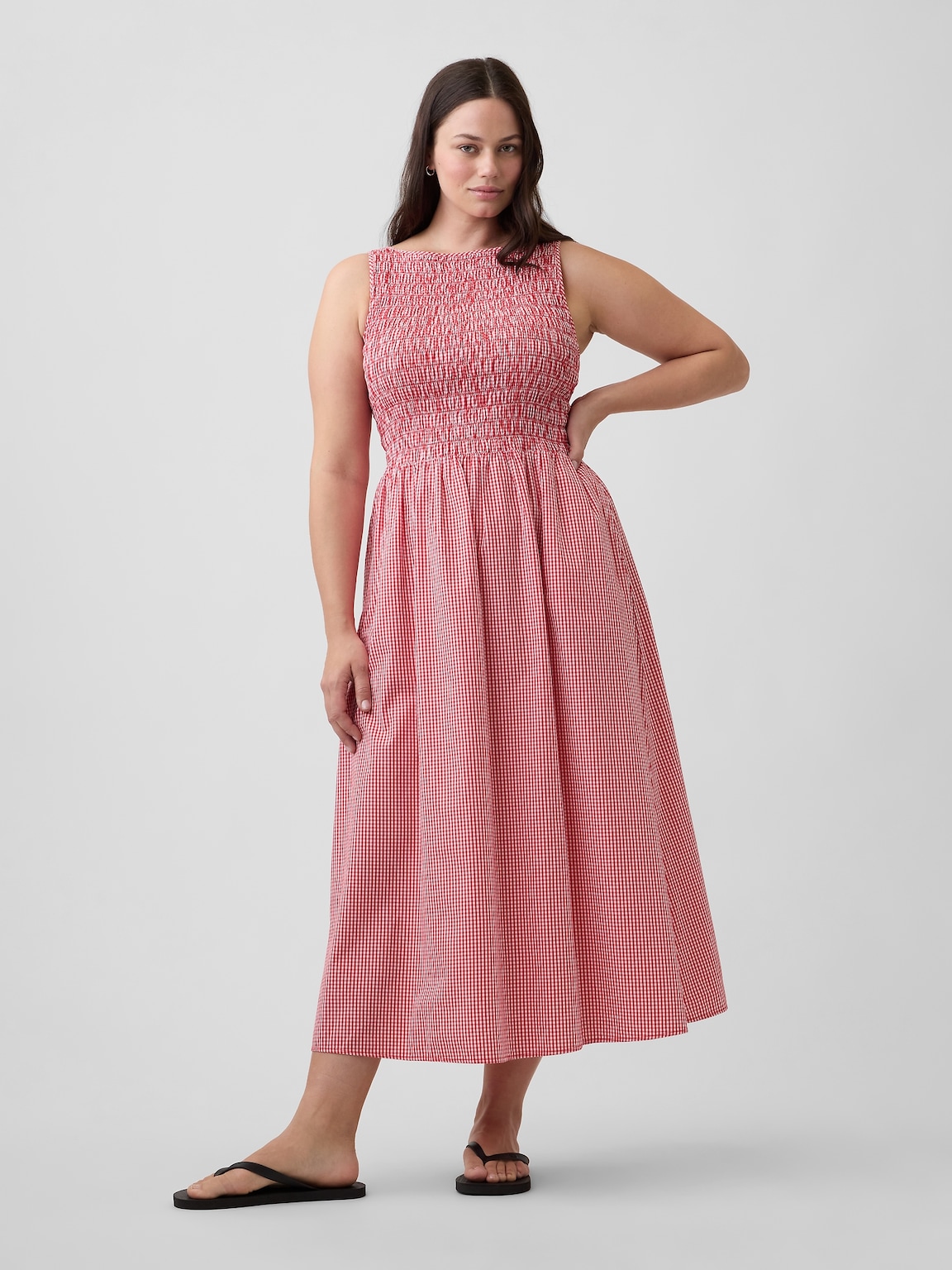 Smocked Boatneck Maxi Dress