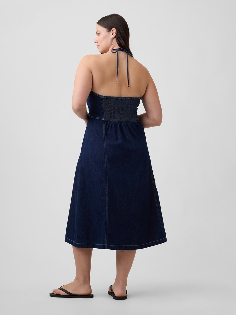 Denim Halter Midi Dress