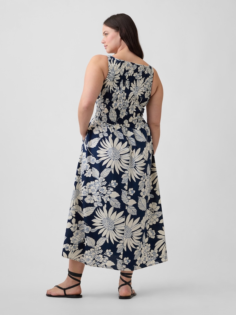 Smocked Boatneck Maxi Dress