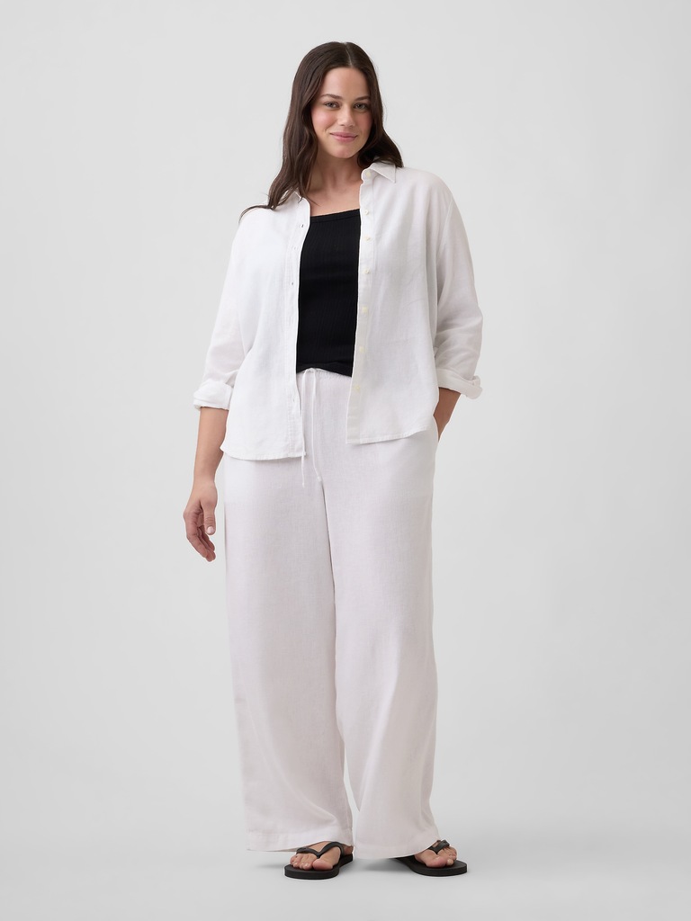 Relaxed Linen-Blend Wide-Leg Pants