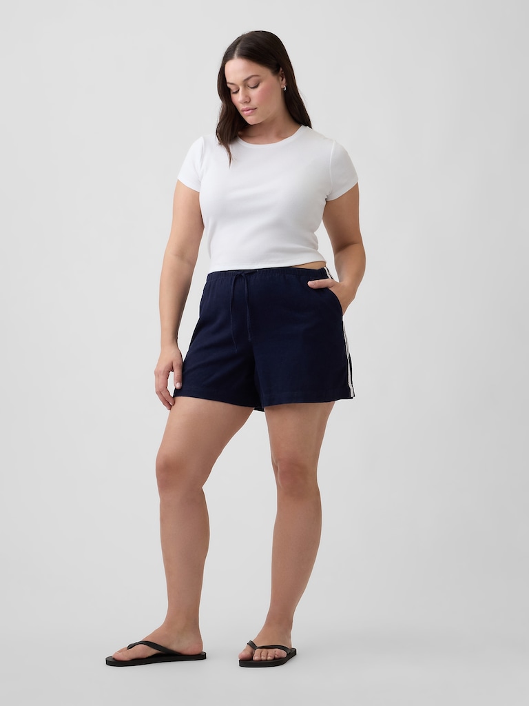 4" Pull-On Linen-Blend Shorts