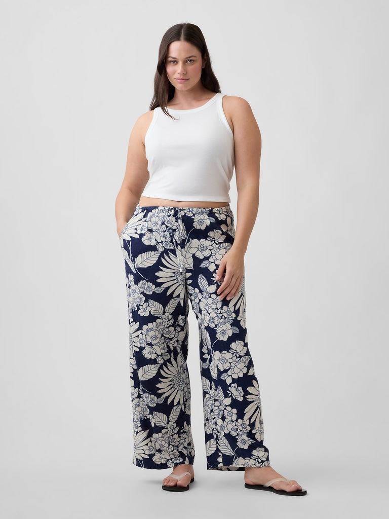 Mid Rise Pull-On Wide-Leg Pants
