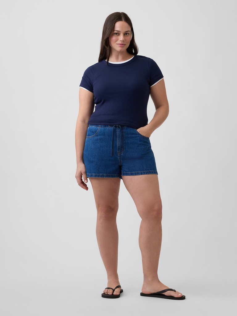 3" Low Rise Drawstring Denim Shorts