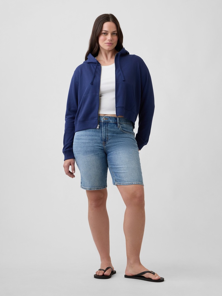 9" Mid Rise Soft Denim Bermuda Shorts