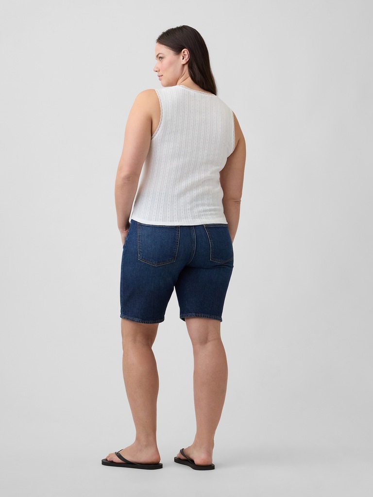 9" Mid Rise Soft Denim Bermuda Shorts