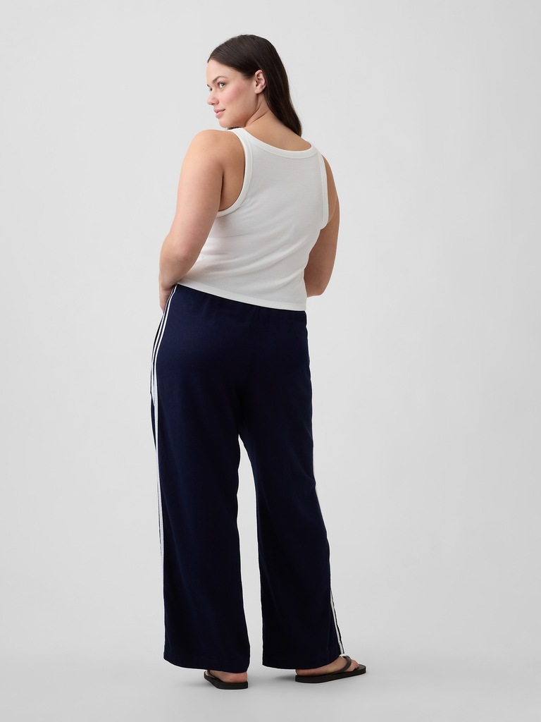 Linen-Blend Stripe Wide-Leg Pants