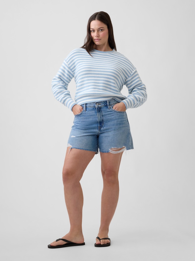 5" Mid Rise Destructed SuperSoft Denim Shorts
