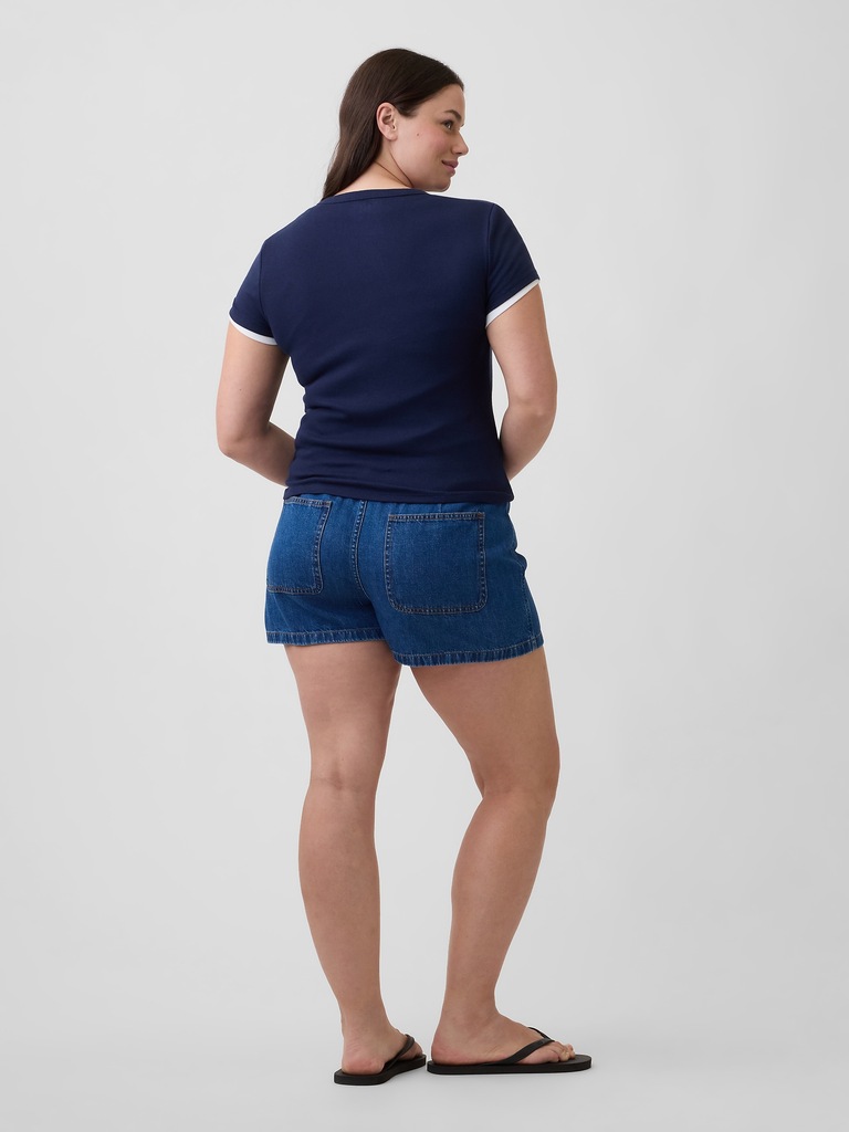3" Low Rise Drawstring Denim Shorts