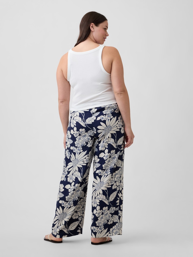 Mid Rise Pull-On Wide-Leg Pants