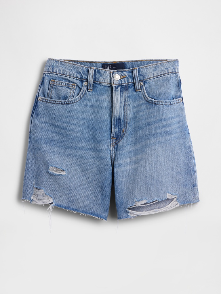 5" Mid Rise Destructed SuperSoft Denim Shorts