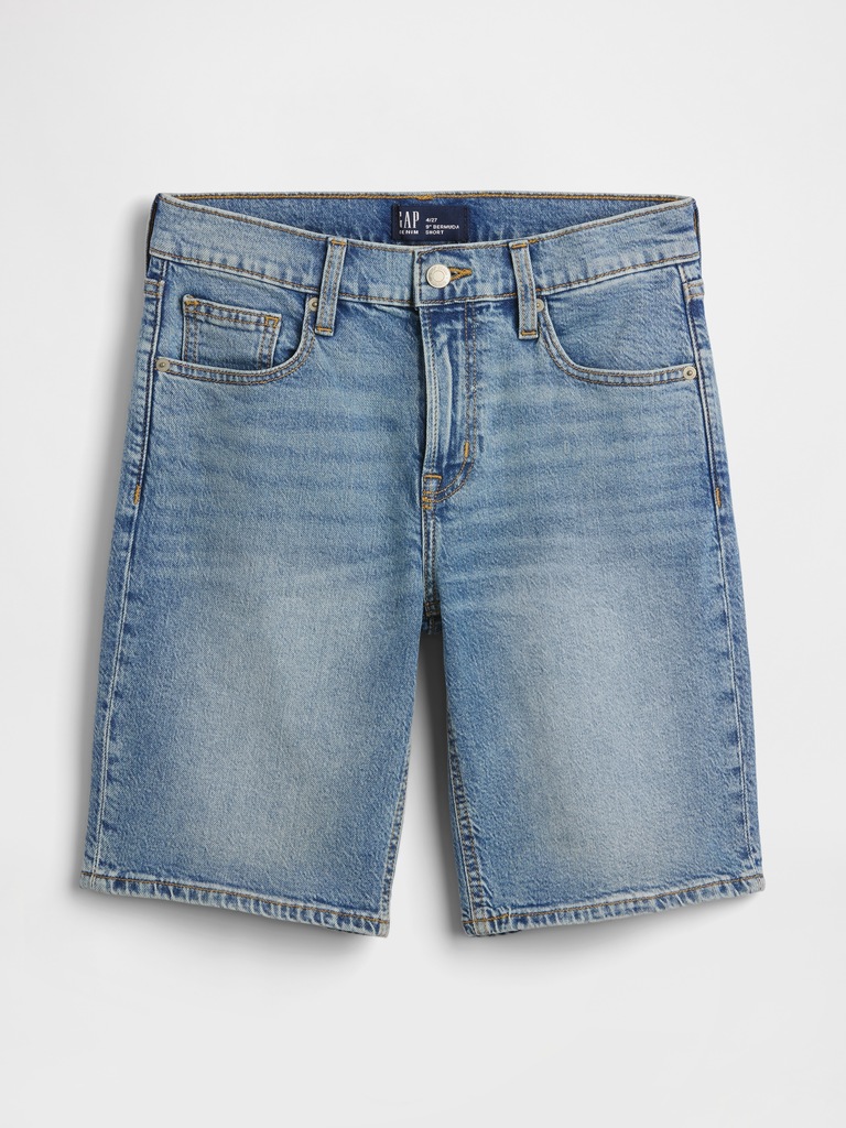 9" Mid Rise Soft Denim Bermuda Shorts