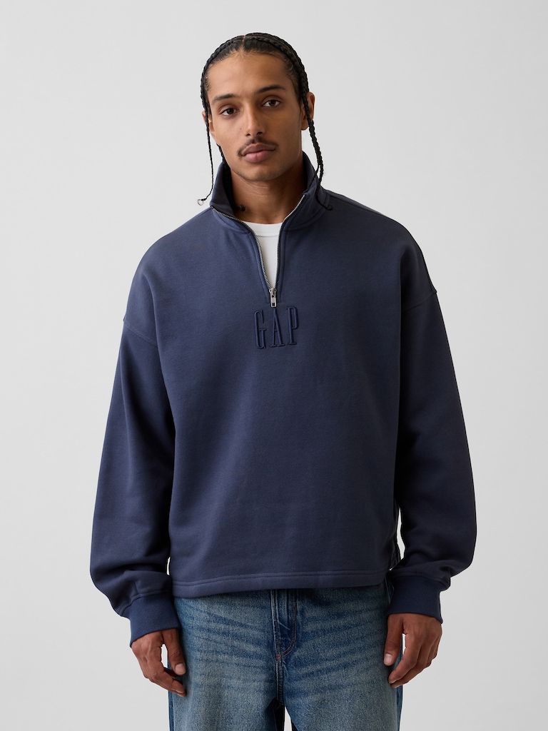 Heavyweight Oversized Logo Quarter-Zip Pullover