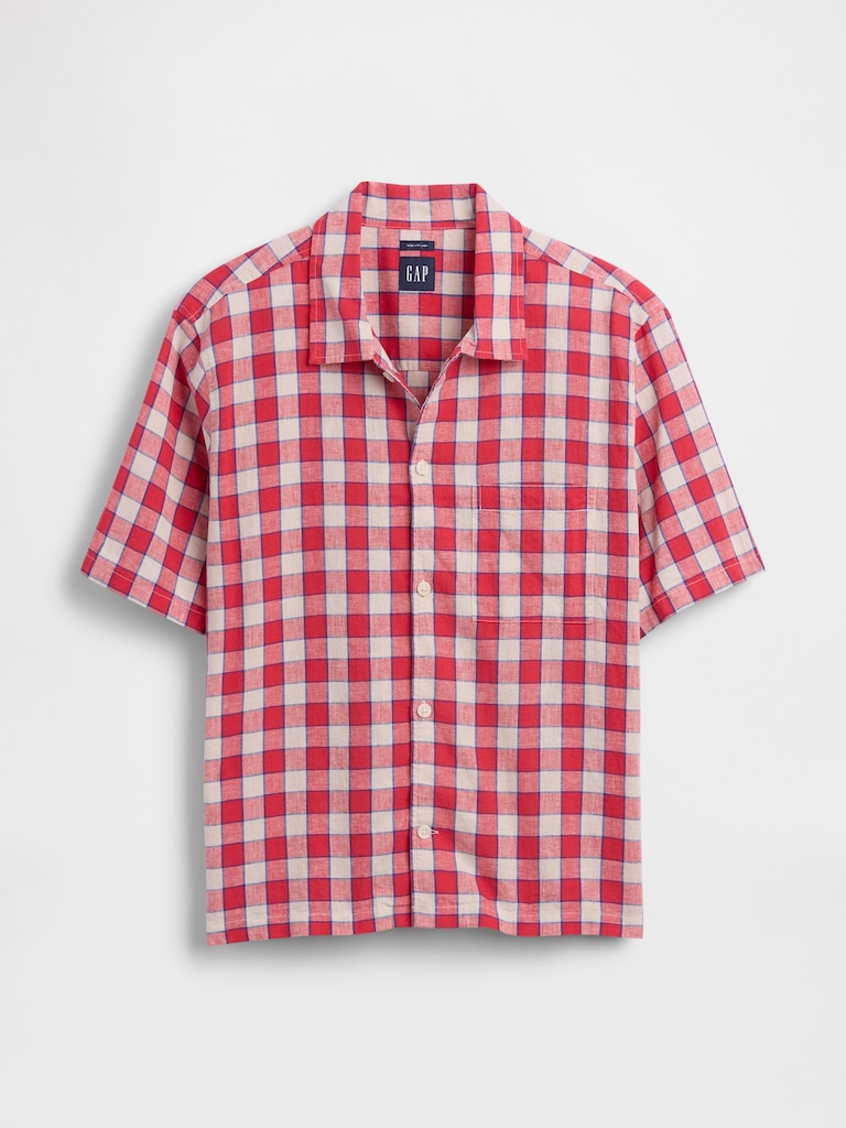 Linen-Cotton Relaxed Straight-Hem Shirt