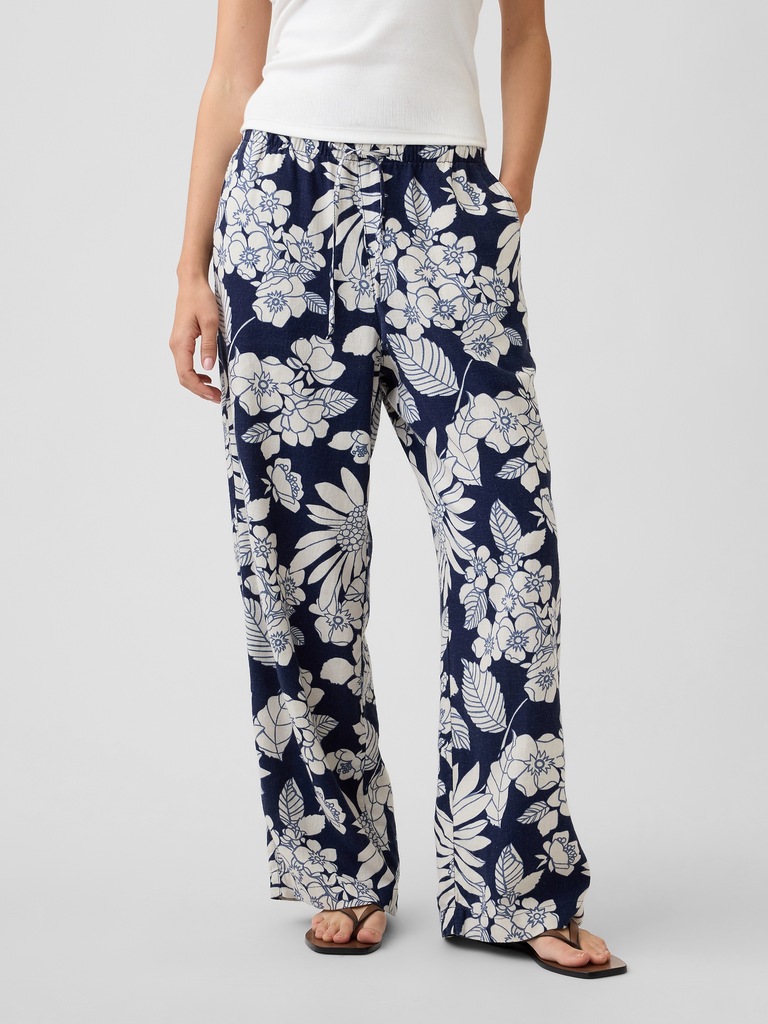 Mid Rise Pull-On Wide-Leg Pants