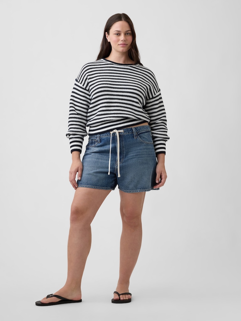 High Rise SuperSoft Drawstring Denim Shorts
