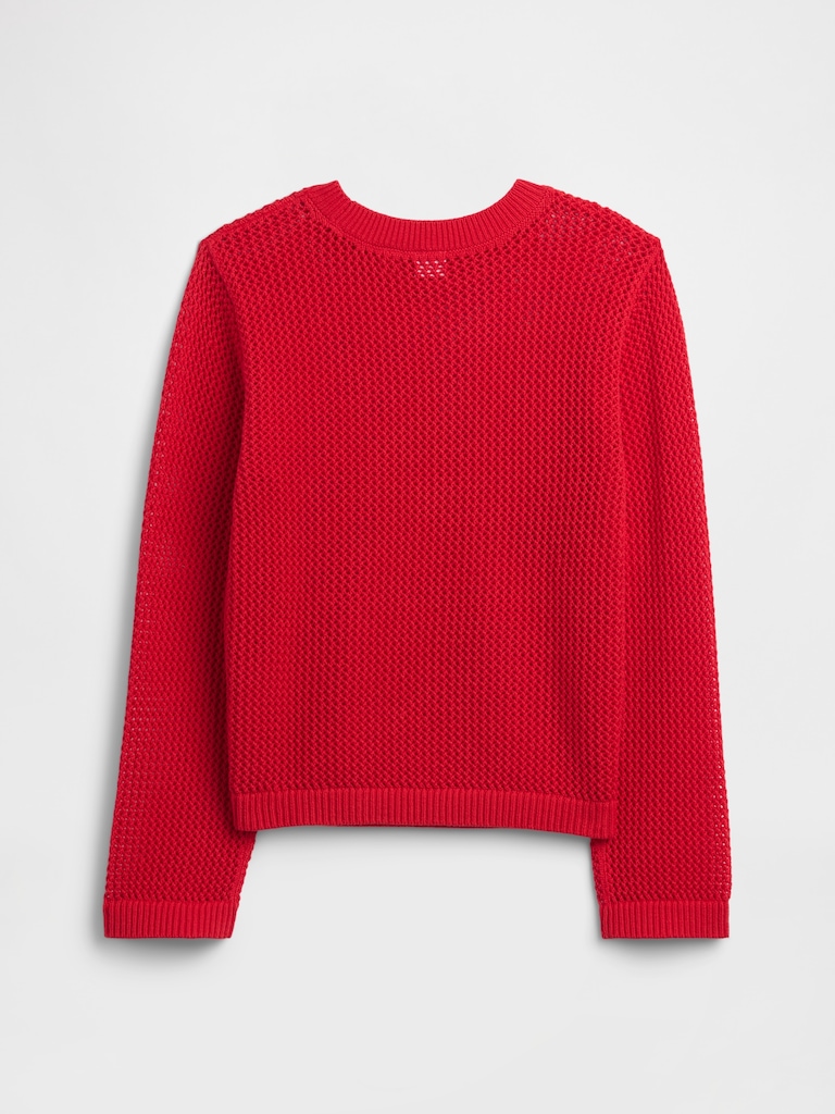 Kids Relaxed Crochet Crewneck Sweater