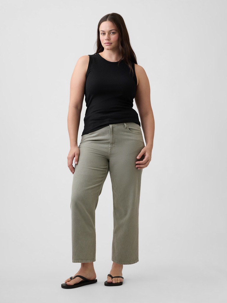 Low Slung Relaxed Straight Crop Jeans
