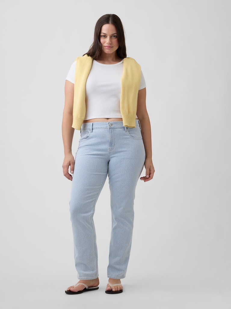 Mid Rise Stripe '90s Straight Jeans