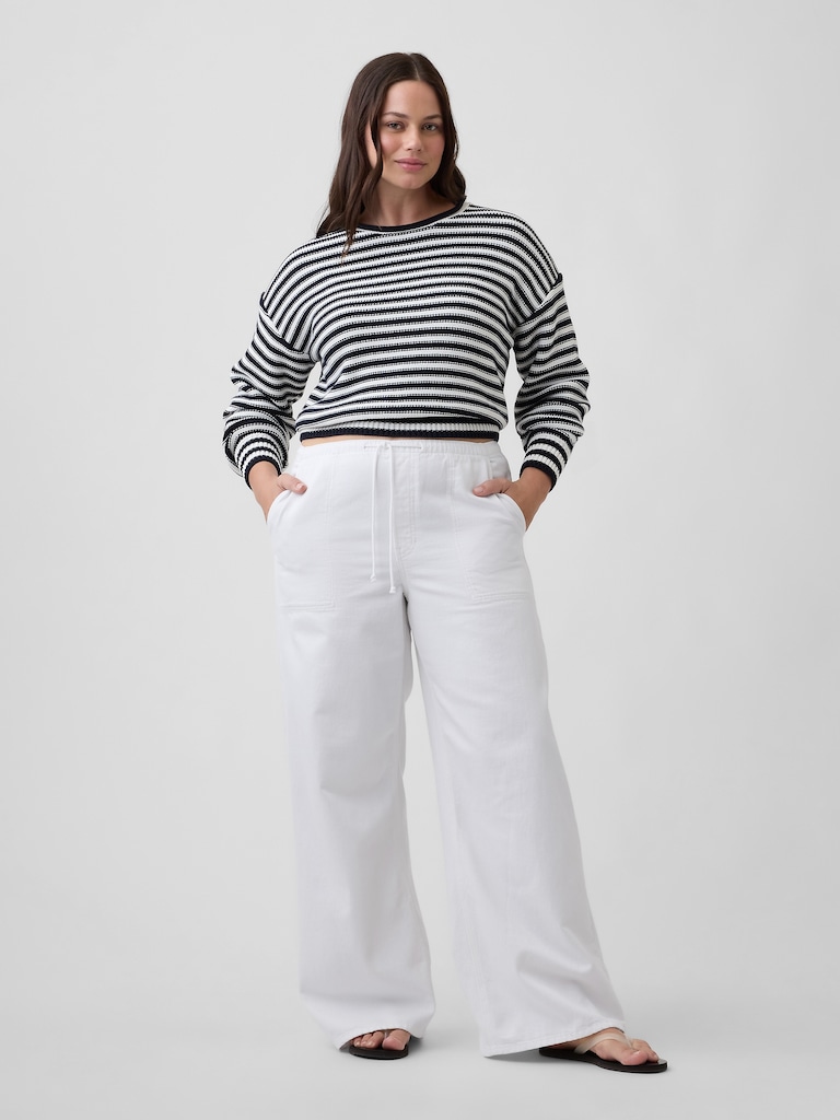 Mid Rise Soft Pull-On Wide-Leg Jeans