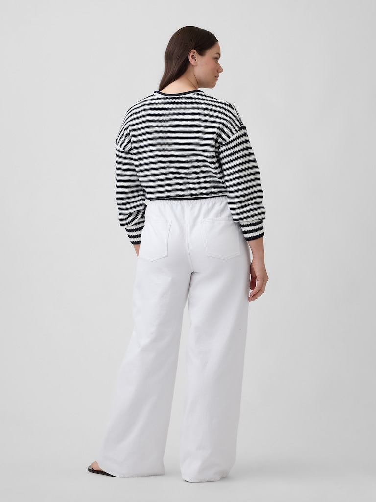 Mid Rise Soft Pull-On Wide-Leg Jeans