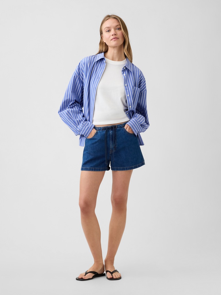 3" Low Rise Drawstring Denim Shorts