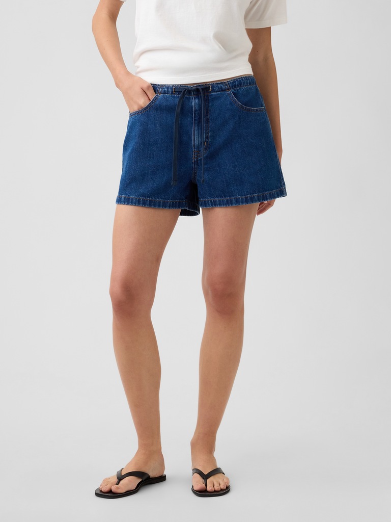 3" Low Rise Drawstring Denim Shorts