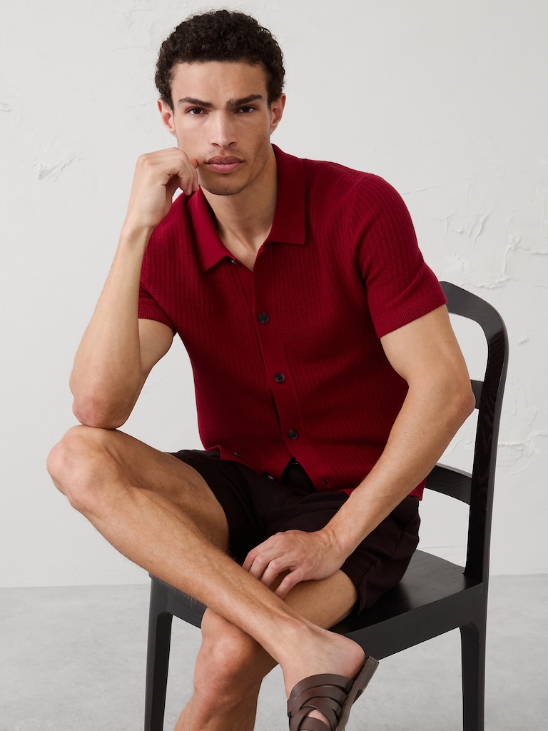 Textured Sweater Polo