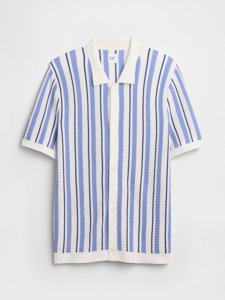 Button-Up Sweater Polo Shirt