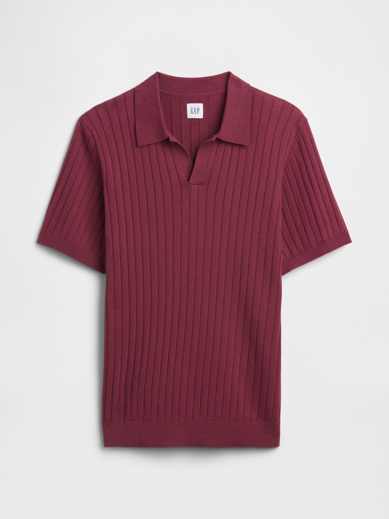 Ribbed Johnny Collar Polo Shirt