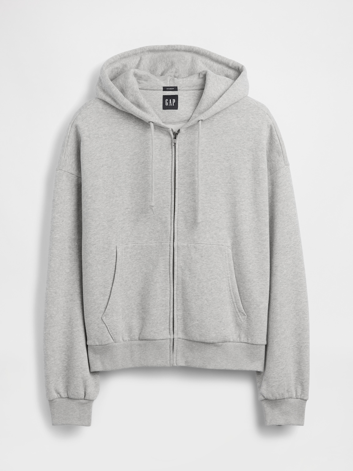 VintageSoft Oversized Crop Zip Hoodie
