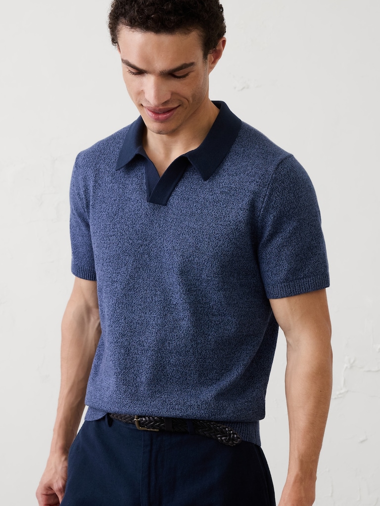 Johnny Collar Marled Sweater Polo
