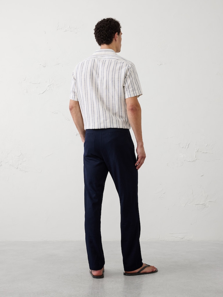 Straight-Fit Linen-Blend Pull-On Pant