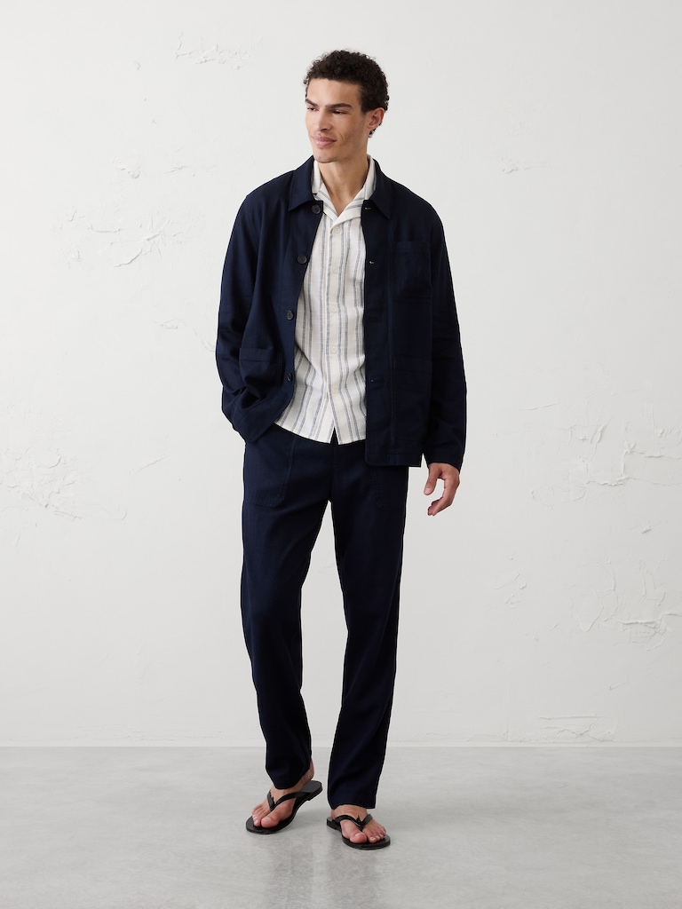 Linen-Blend Chore Jacket