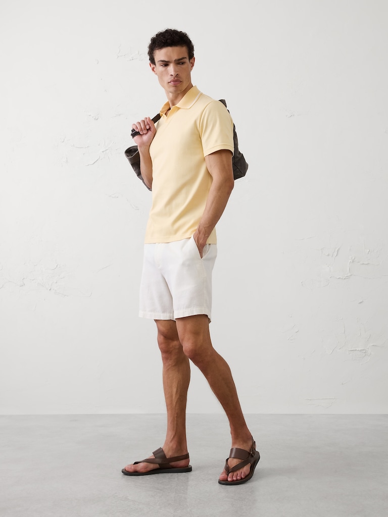 Standard-Fit Luxe Touch Johnny-Collar Polo
