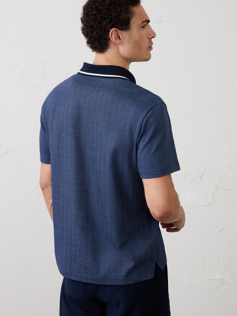 Standard-Fit Luxe Touch Johnny-Collar Polo