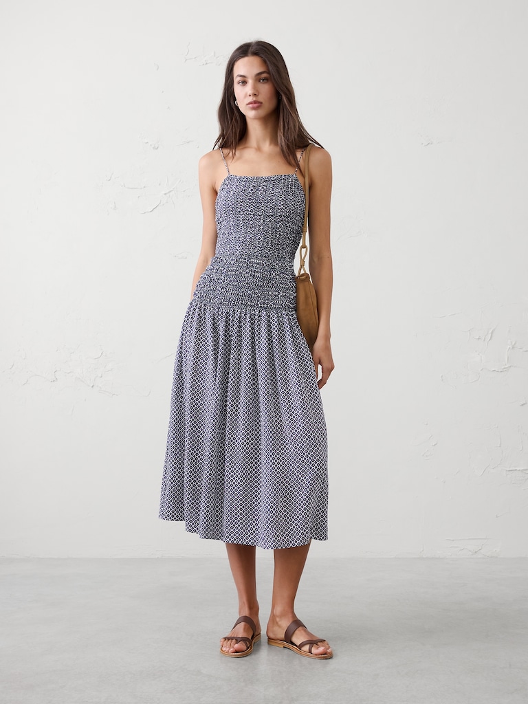 Smocked Strappy Maxi Dress