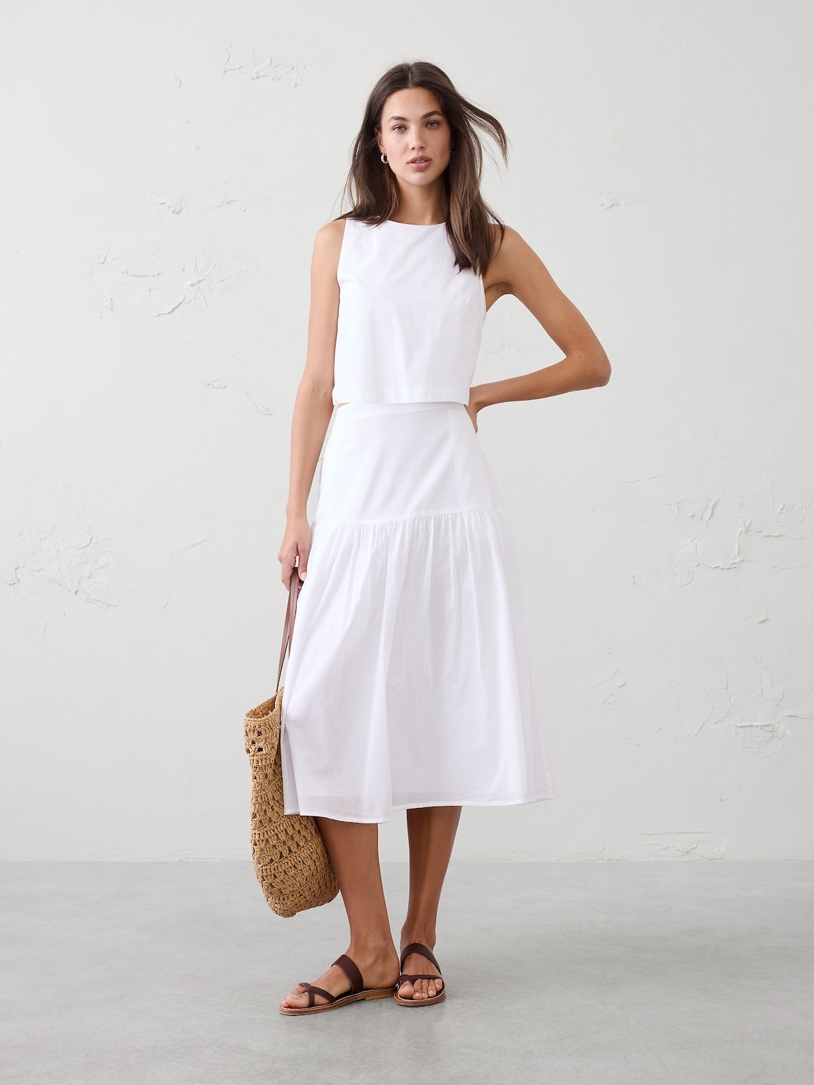 Tier Voile Midi Skirt