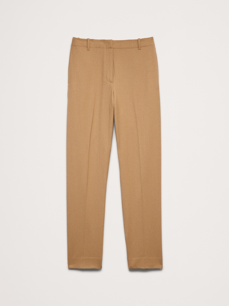 High-Rise Slim Italian Lightweight Wool Ankle Pant