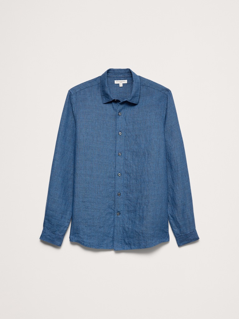 Standard-Fit Textured Linen-Cotton Shirt