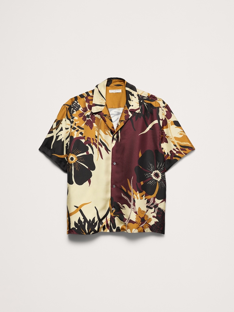 Standard-Fit Silk Resort Shirt